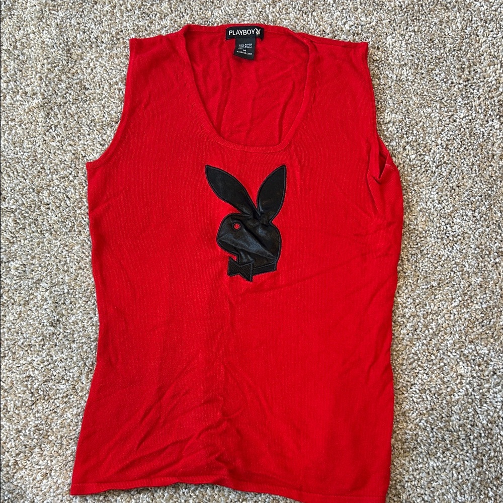 PLAYBOY Red Tank Top with Black Logo